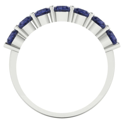1.19 cttw Simulated Blue Sapphire Round Cut White Gold Eternity Wedding Band