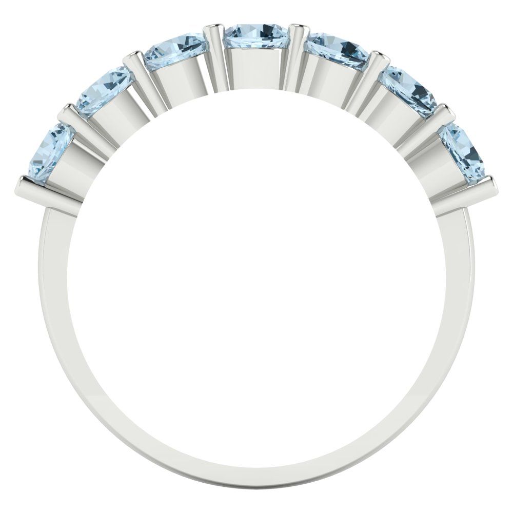 1.19 cttw Natural Sky Blue Topaz Round Cut White Gold Eternity Wedding Band