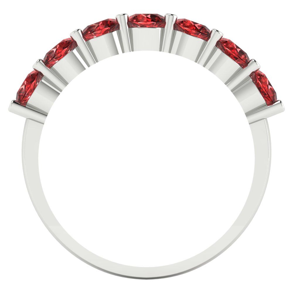 1.19 cttw Natural Garnet Round Cut White Gold Eternity Wedding Band