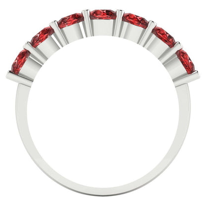 1.19 cttw Natural Garnet Round Cut White Gold Eternity Wedding Band