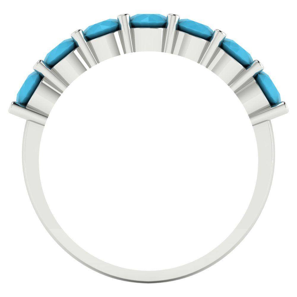 1.19 cttw Simulated Turquoise Round Cut White Gold Eternity Wedding Band