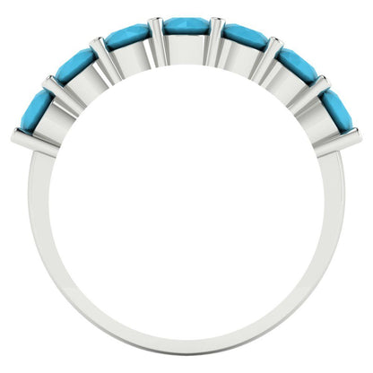 1.19 cttw Simulated Turquoise Round Cut White Gold Eternity Wedding Band