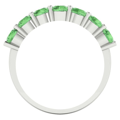 1.19 cttw Simulated Green Diamond Round Cut White Gold Eternity Wedding Band