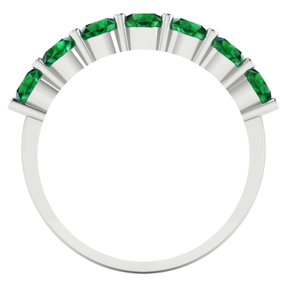 1.19 cttw Simulated Emerald Round Cut White Gold Eternity Wedding Band