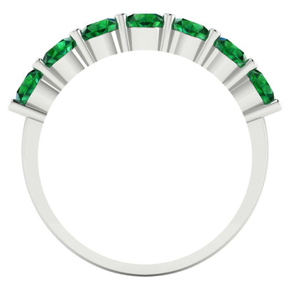 1.19 cttw Simulated Emerald Round Cut White Gold Eternity Wedding Band