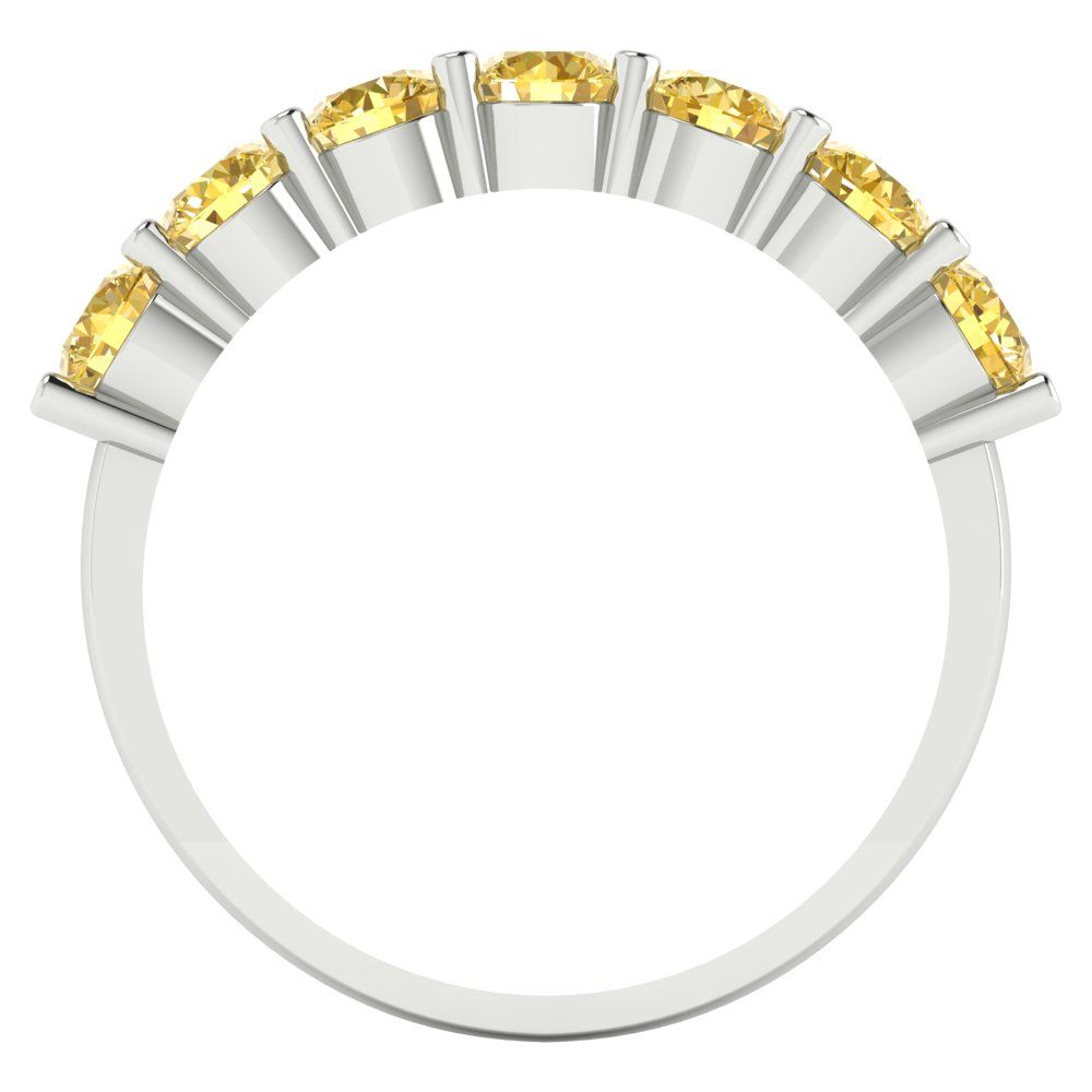 1.19 cttw Natural Citrine Round Cut White Gold Eternity Wedding Band