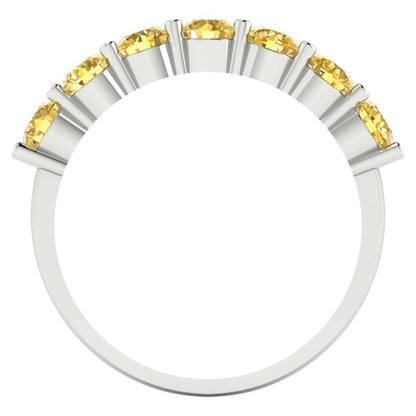 1.19 cttw Natural Citrine Round Cut White Gold Eternity Wedding Band