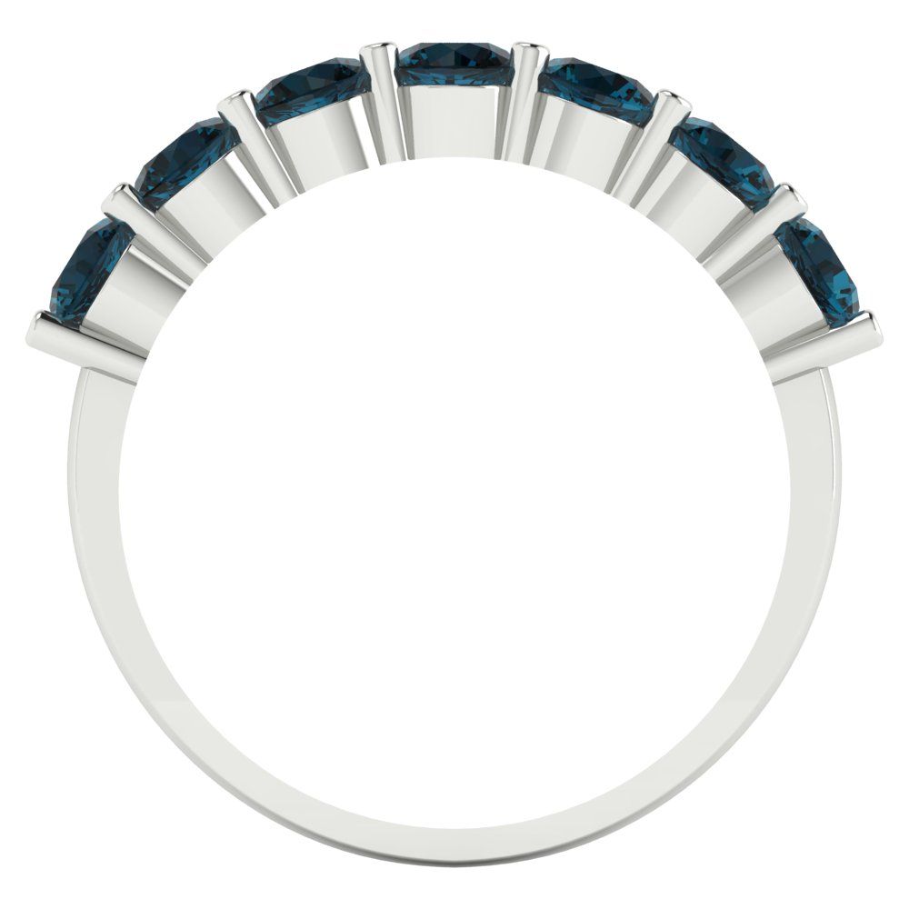 1.19 cttw Natural London Blue Topaz Round Cut White Gold Eternity Wedding Band