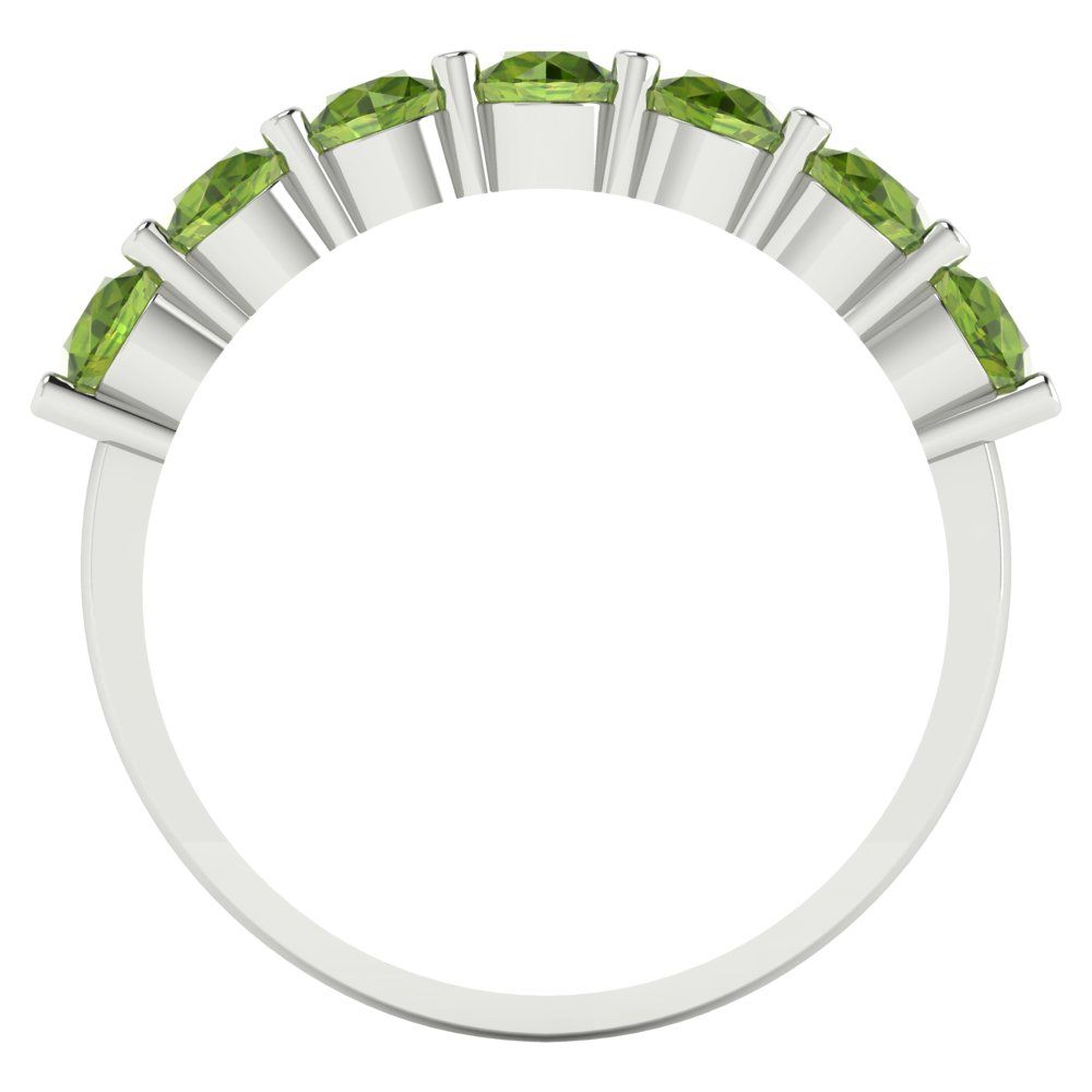 1.19 cttw Natural Peridot Round Cut White Gold Eternity Wedding Band