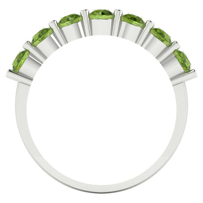 1.19 cttw Natural Peridot Round Cut White Gold Eternity Wedding Band