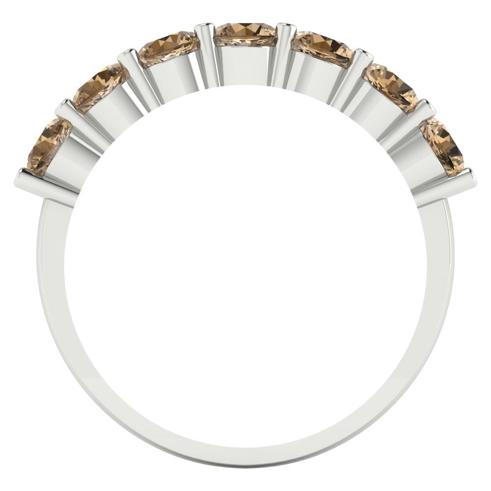 1.19 cttw Simulated Champagne Diamond Round Cut White Gold Eternity Wedding Band