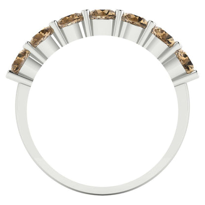 1.19 cttw Simulated Champagne Diamond Round Cut White Gold Eternity Wedding Band