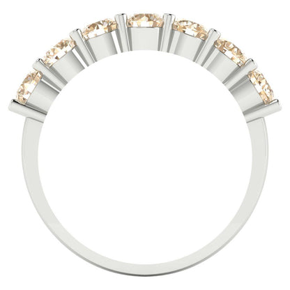 1.19 cttw Natural Morganite Round Cut White Gold Eternity Wedding Band