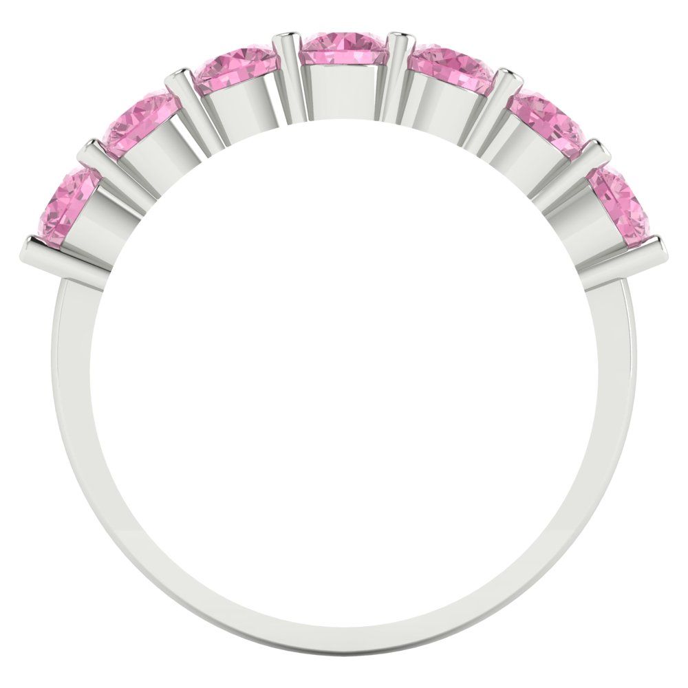 1.19 cttw Simulated Pink Diamond Round Cut White Gold Eternity Wedding Band