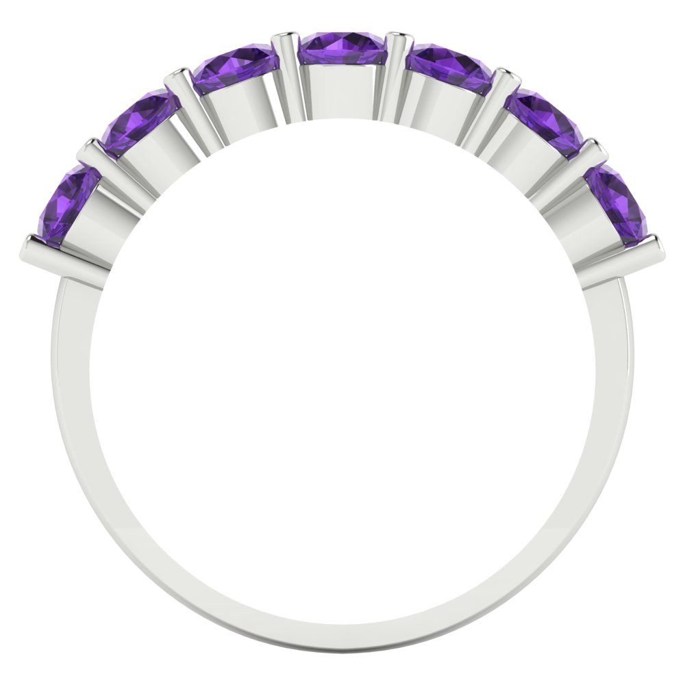 1.19 cttw Natural Amethyst Round Cut White Gold Eternity Wedding Band