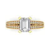 2.45 ct Brilliant Emerald Cut Natural Diamond Stone Clarity SI1-2 Color G-H Yellow Gold Solitaire with Accents Ring