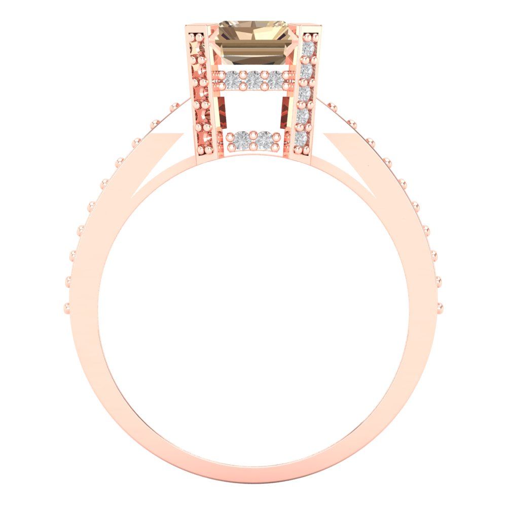 2.45 cttw Yellow Moissanite Solitaire with Zirconia Simulated Diamond Accents Engagement Ring - Solid Rose Gold (VVS1, Emerald Cut,8x6mm)