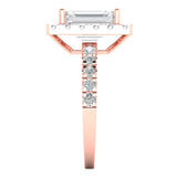3.4 ct Brilliant Emerald Cut Natural Diamond Stone Clarity SI1-2 Color G-H Rose Gold halo Solitaire with Accents Ring