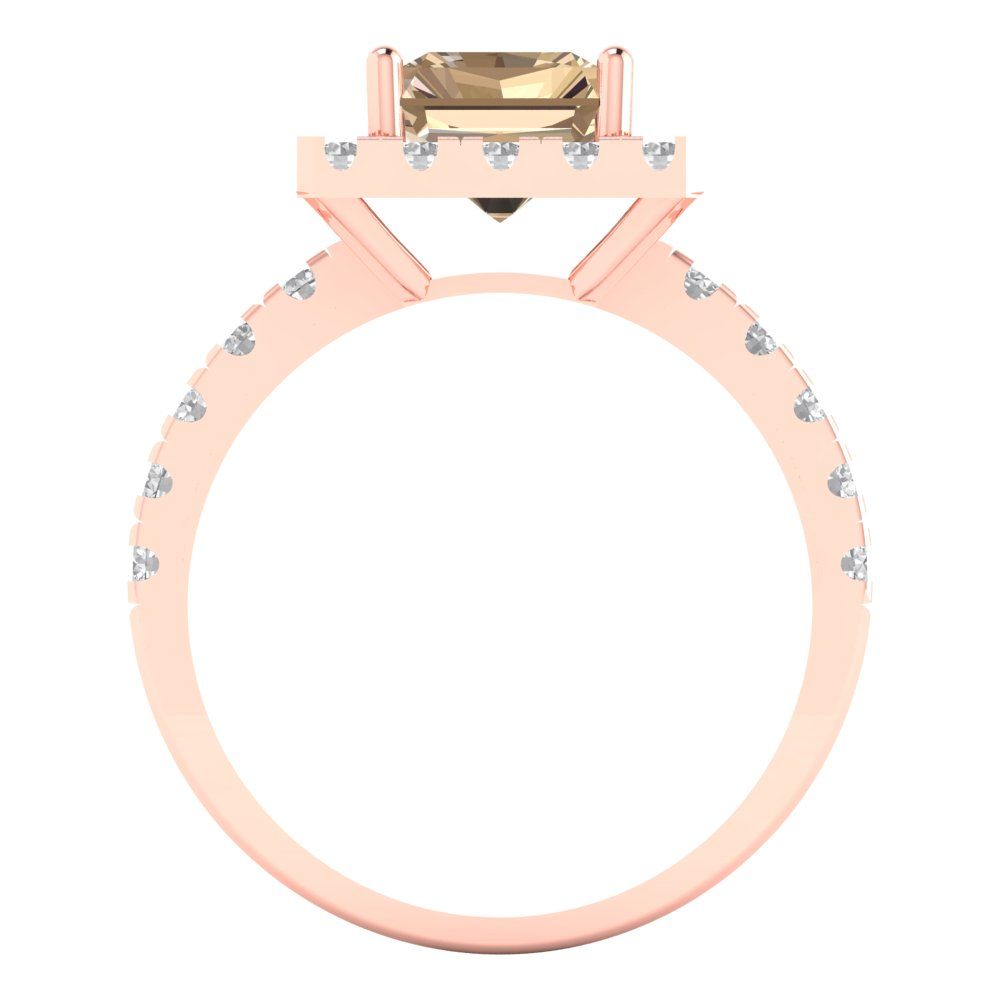 3.84 cttw Yellow Moissanite Solitaire with Zirconia Simulated Diamond Accents Engagement Ring - Solid Gold (Emerald Cut,9x7mm)