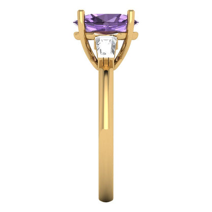 2.5 cttw Simulated Alexandrite Three-Stone Engagement Ring - Solid Gold (Oval Cut,9x7mm)