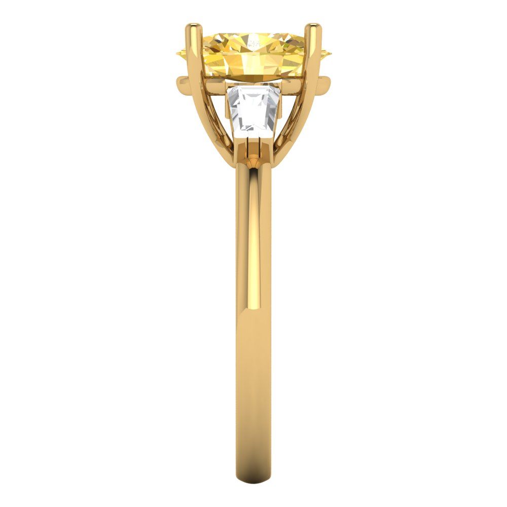 2.5 cttw Natural Citrine Three-Stone Engagement Ring - Solid Gold (Oval Cut,9x7mm)