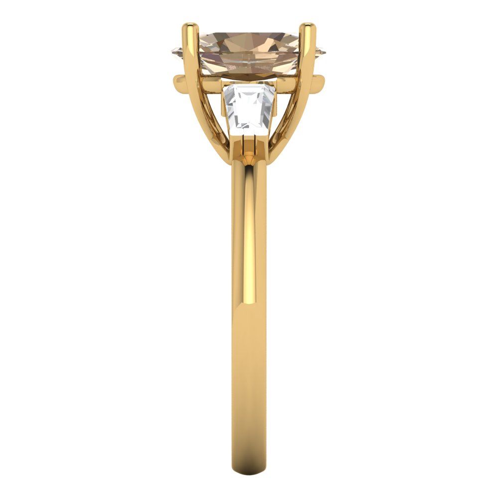 2.5 cttw Yellow Moissanite Three-Stone Engagement Ring - Solid Gold (Oval Cut,9x7mm)