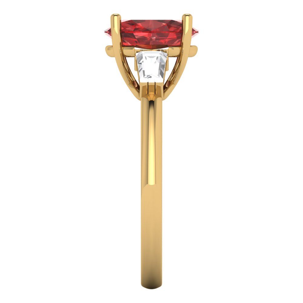 2.5 cttw Natural Garnet Three-Stone Engagement Ring - Solid Gold (Oval Cut,9x7mm)