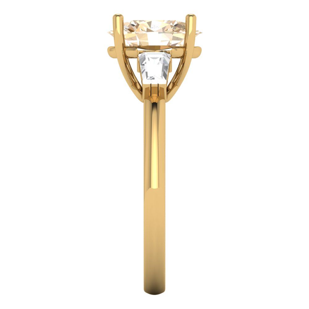 2.5 cttw Natural Morganite Three-Stone Engagement Ring - Solid Gold (Oval Cut,9x7mm)