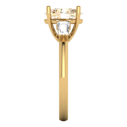 2.5 cttw Natural Morganite Three-Stone Engagement Ring - Solid Gold (Oval Cut,9x7mm)