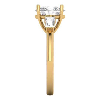 2.5 cttw White Sapphire Three-Stone Engagement Ring - Solid Gold (Oval Cut,9x7mm)