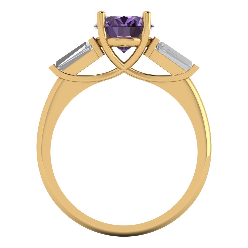 2.5 cttw Simulated Alexandrite Three-Stone Engagement Ring - Solid Gold (Oval Cut,9x7mm)