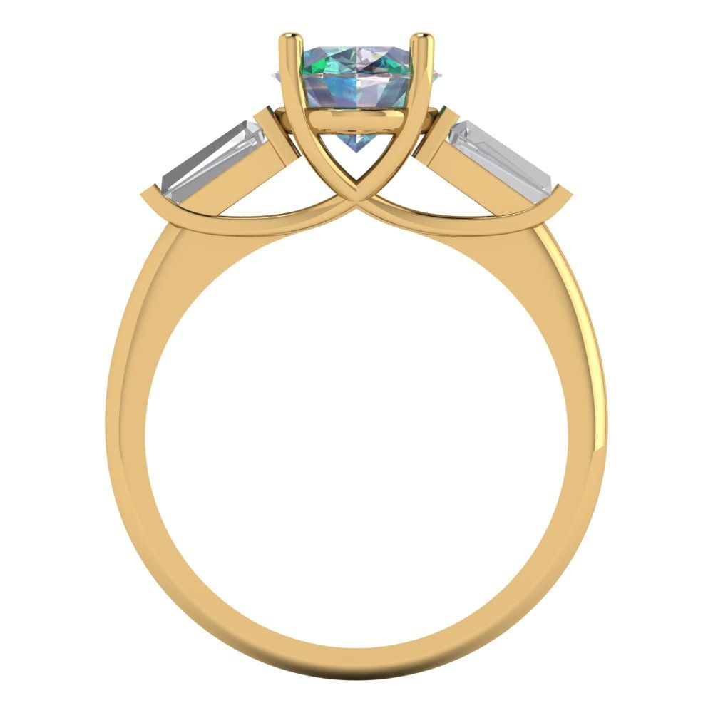 2.5 cttw Blue Moissanite Three-Stone Engagement Ring - Solid Gold (Oval Cut,9x7mm)