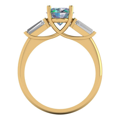 2.5 cttw Blue Moissanite Three-Stone Engagement Ring - Solid Gold (Oval Cut,9x7mm)
