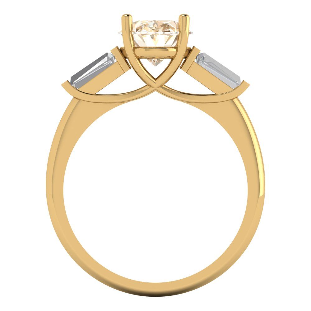 2.5 cttw Natural Morganite Three-Stone Engagement Ring - Solid Gold (Oval Cut,9x7mm)