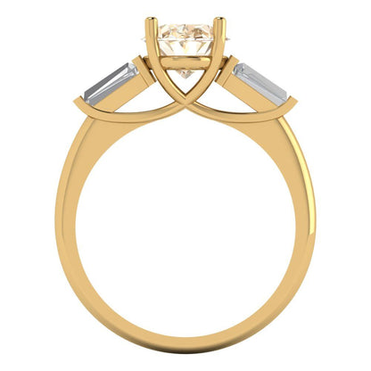 2.5 cttw Natural Morganite Three-Stone Engagement Ring - Solid Gold (Oval Cut,9x7mm)