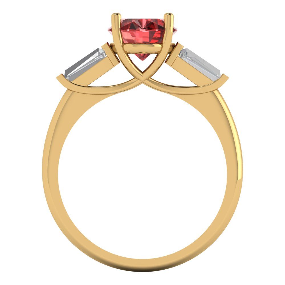 2.5 cttw Natural Garnet Three-Stone Engagement Ring - Solid Gold (Oval Cut,9x7mm)