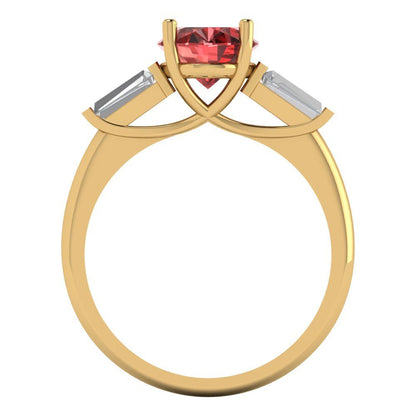 2.5 cttw Natural Garnet Three-Stone Engagement Ring - Solid Gold (Oval Cut,9x7mm)