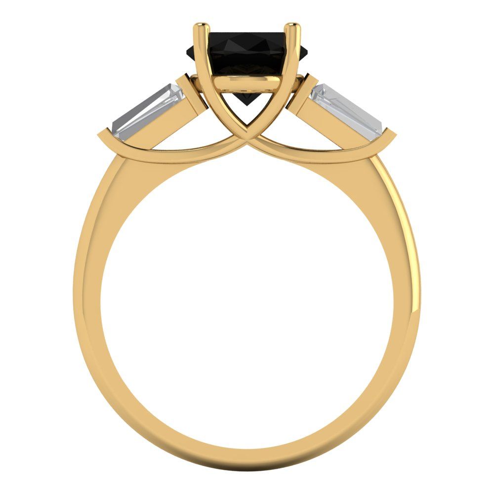 2.5 cttw Natural Onyx Three-Stone Engagement Ring - Solid Gold (Oval Cut,9x7mm)