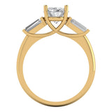 2.5 ct Brilliant Oval Cut Natural Diamond Stone Clarity SI1-2 Color G-H Yellow Gold Three-Stone Ring