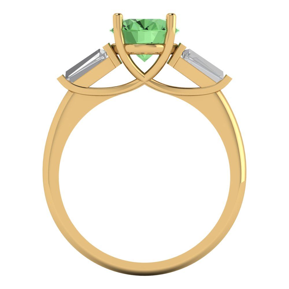2.5 cttw Zirconia Simulated Green Diamond Three-Stone Engagement Ring - Solid Gold (VVS1, Oval Cut,9x7mm)