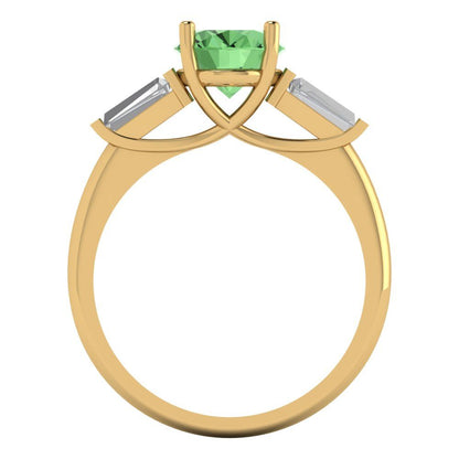 2.5 cttw Zirconia Simulated Green Diamond Three-Stone Engagement Ring - Solid Gold (VVS1, Oval Cut,9x7mm)