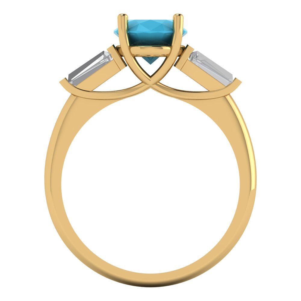 2.5 cttw Simulated Turquoise Three-Stone Engagement Ring - Solid Gold (Oval Cut,9x7mm)