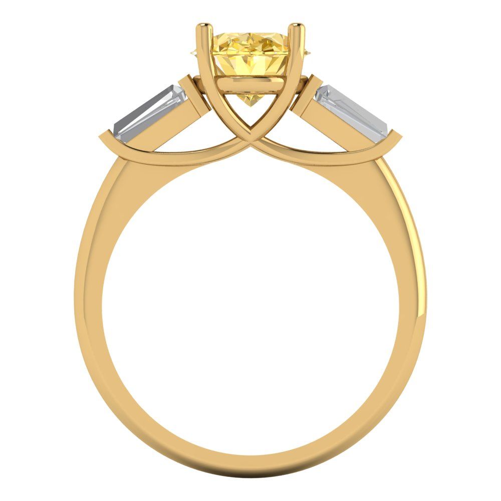 2.5 cttw Natural Citrine Three-Stone Engagement Ring - Solid Gold (Oval Cut,9x7mm)