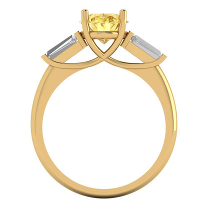 2.5 cttw Natural Citrine Three-Stone Engagement Ring - Solid Gold (Oval Cut,9x7mm)