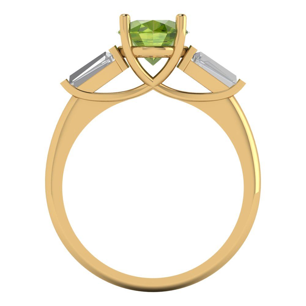 2.5 cttw Natural Peridot Three-Stone Engagement Ring - Solid Gold (Oval Cut,9x7mm)