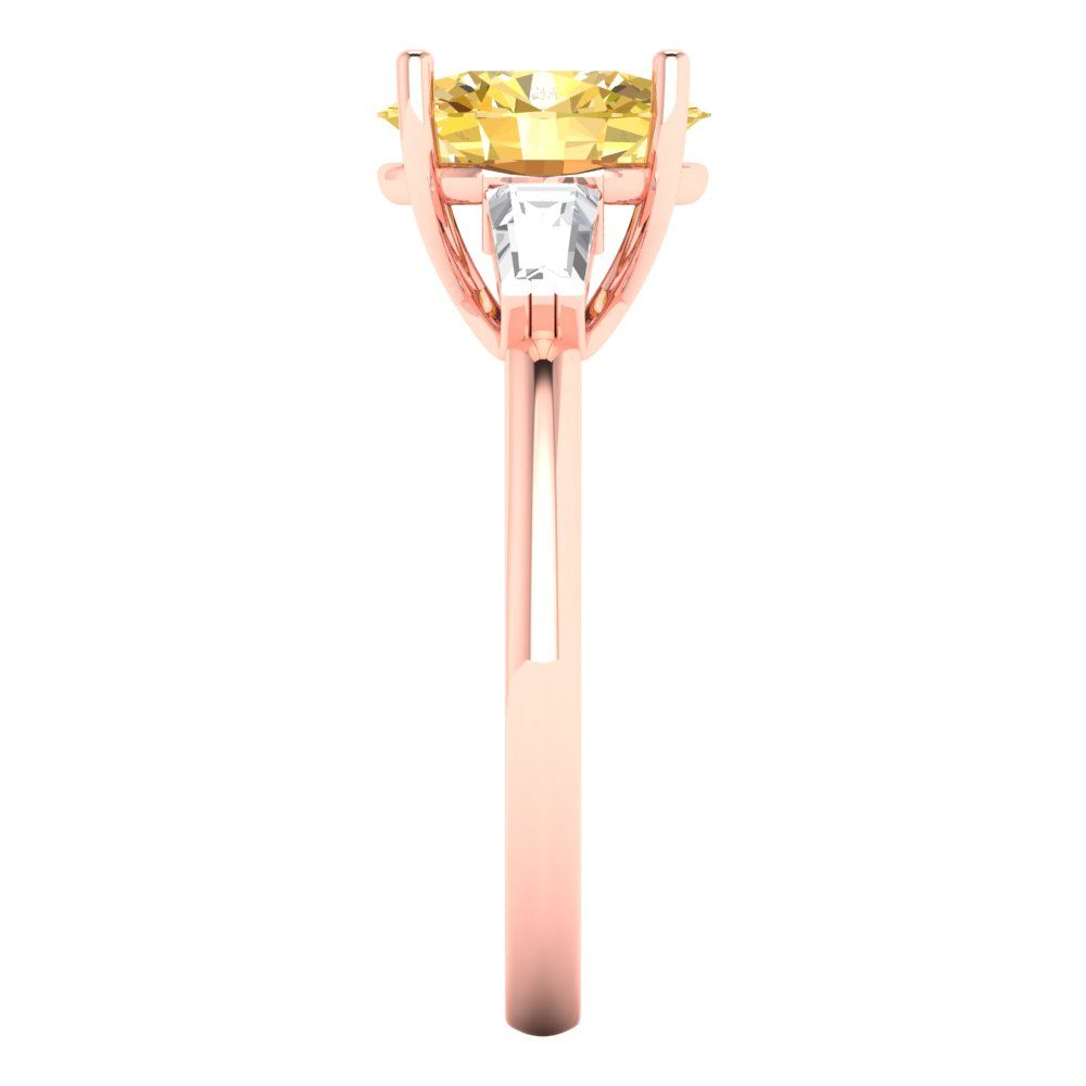 2.5 cttw Natural Citrine Three-Stone Engagement Ring - Solid Gold (Oval Cut,9x7mm)