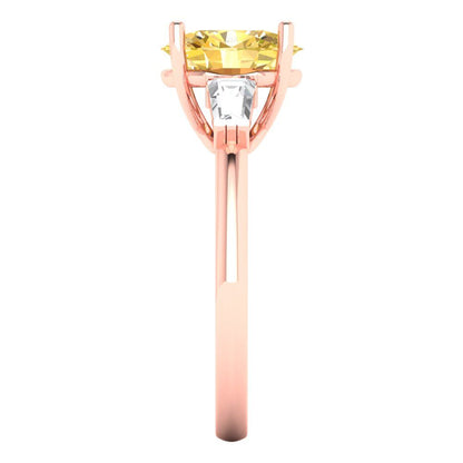 2.5 cttw Natural Citrine Three-Stone Engagement Ring - Solid Gold (Oval Cut,9x7mm)