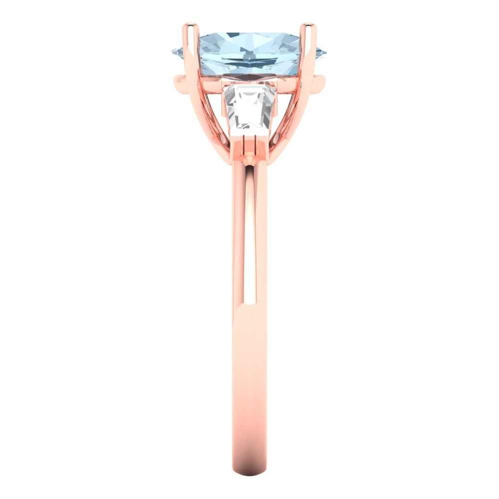 2.5 cttw Natural Sky Blue Topaz Three-Stone Engagement Ring - Solid Gold (Oval Cut,9x7mm)