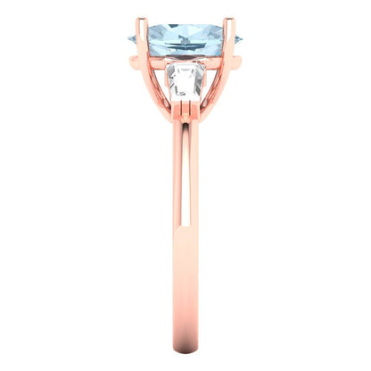 2.5 cttw Natural Sky Blue Topaz Three-Stone Engagement Ring - Solid Gold (Oval Cut,9x7mm)