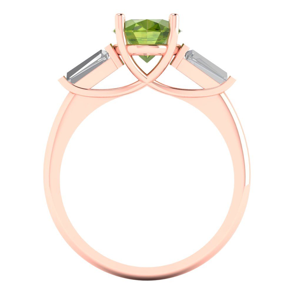 2.5 cttw Natural Peridot Three-Stone Engagement Ring - Solid Gold (Oval Cut,9x7mm)